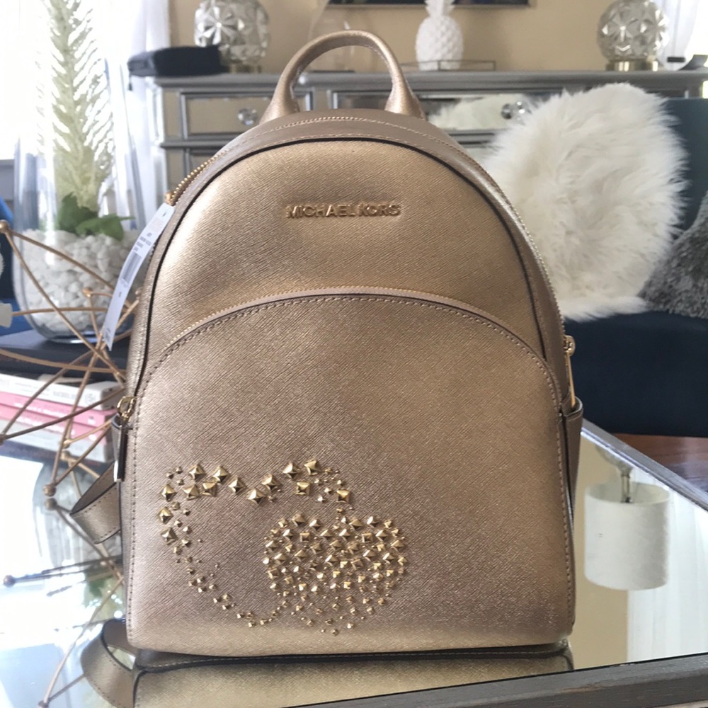 Autentic Michael Kors Medium Abbey Backpack gold N